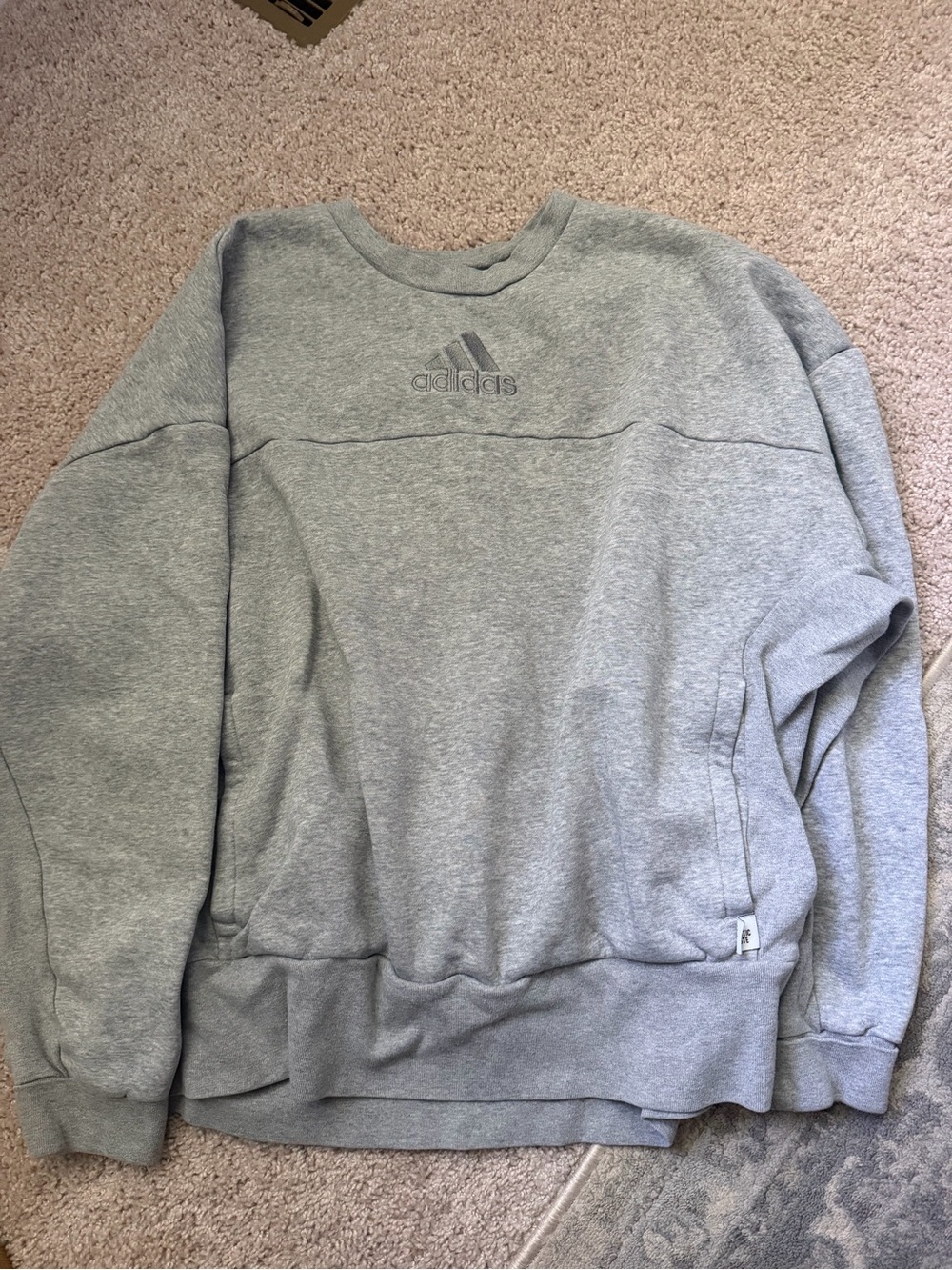 adidas Grey Crewneck Sweatshirt with Embroidered Logo